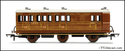 Hornby R40130 LNER, 6 Wheel Coach, Brake 3rd Class, Fitted Lights, 4589 - Era 3
